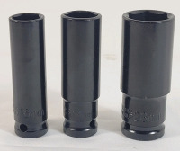 New - 6-Point 1/2" 16mm , 18mm & 23mm Sockets . Measures 3" long each