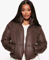 New | Don't Rain On My Puffer Jacket - Chocolate Womens Size: XS