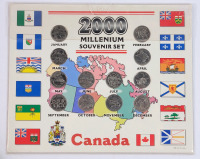 2000 Canadian Month Millennium 25 Cent Quarter Set .