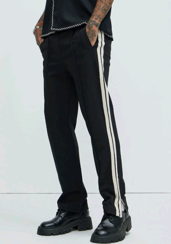 New | Dennis Classic Knit Track Pants Mens Size:Large - Black