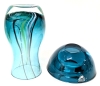 Gorgeous Teal Glass : Signed ORREFORS Sweden Tea Light Holder & Caithness Scotland Art Glass Vase 5" Tall - 3
