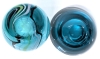 Gorgeous Teal Glass : Signed ORREFORS Sweden Tea Light Holder & Caithness Scotland Art Glass Vase 5" Tall - 4