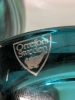 Gorgeous Teal Glass : Signed ORREFORS Sweden Tea Light Holder & Caithness Scotland Art Glass Vase 5" Tall - 7