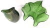 Vibrant Green Art Glass Vase & Chance Glass -Style Textured Ruffled Multiforme Bowl | Vase 10.25" Tall - 3