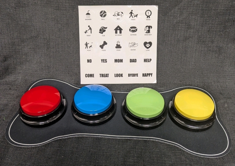 New: 4 Dog Buttons - Comes With Mat and Stickers - For Dog Training