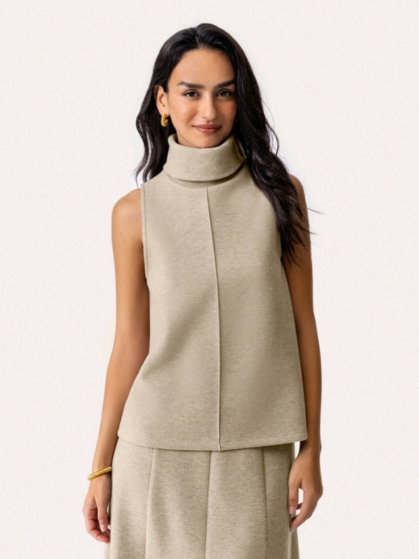 New: Size Small OGL Turtle Neck Split Hem Top - Heather Morganite -
