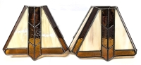 Pair of Mid Century Modern Slag & Stained Glass Wired Wall Lighting Sconces | 12" x 4.5" x 9" Tall ea