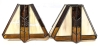 Pair of Mid Century Modern Slag & Stained Glass Wired Wall Lighting Sconces | 12" x 4.5" x 9" Tall ea