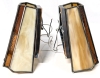 Pair of Mid Century Modern Slag & Stained Glass Wired Wall Lighting Sconces | 12" x 4.5" x 9" Tall ea - 2