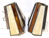 Pair of Mid Century Modern Slag & Stained Glass Wired Wall Lighting Sconces | 12" x 4.5" x 9" Tall ea - 4