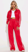 New Size Large Women's Power Player Wide Leg Pant Set - Red