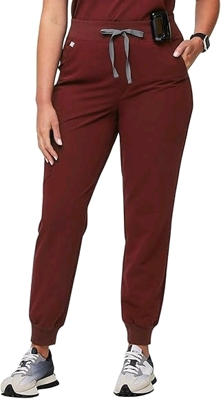 New FIGS Sz Small Petit Women's Zamora High Waisted Jogger Scrub Pants Retails for $68 - Burgandy