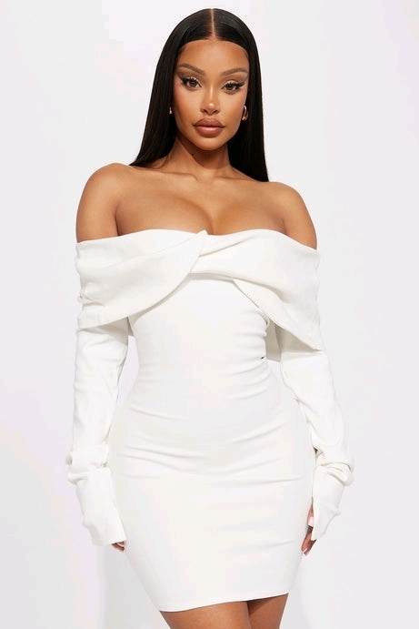 New Women's size XL Vivianna Snatched Mini Dress - Offwhite