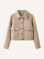 New Size Large OGL Women's Point Collar Cargo Short Jacket - Sand Tan Retails for $75