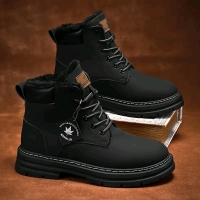 New Men's Size 45 (11.5 US) Black Winter Hiking Boots with Fleece Line
