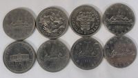 1968 - 1978 Canadian One Dollar Coins . 1968 , 1970 , 1971 , 1972 , 1973 , 1976 , 1977 & 1978 . Eight (8) Coins