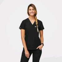 New Size Med FIGS Women's Catarina One Pocket Scrub Top Retails for $58 Black