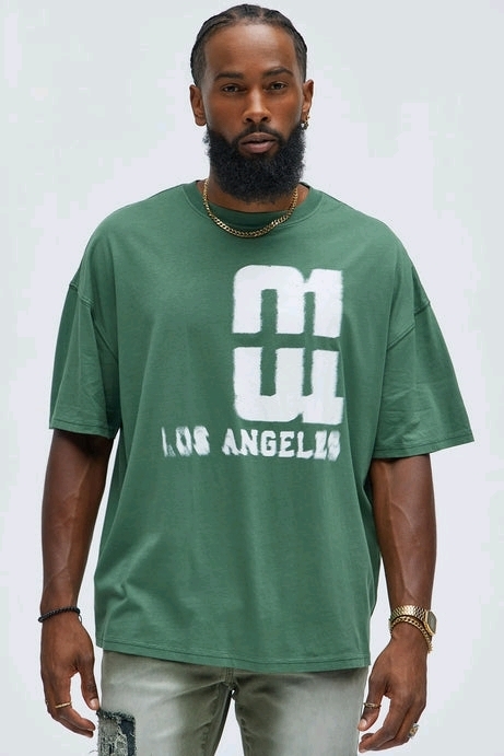 New Men's Size Large Los Angeles 01 Short Sleeve Tee by Nova Men - Olive