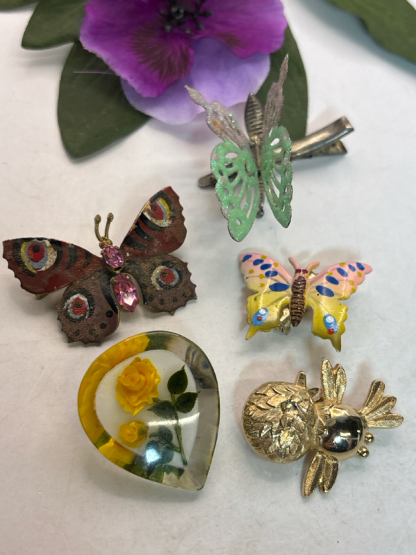 Lovely Brooches Butterflies and Resin Heart