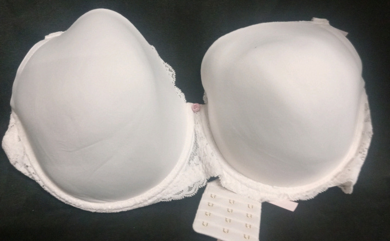 New | Size 42D Victoria's Secret White Lace Bra w/ Pink Rose