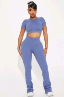 New Women's size XL Seamless Active Set by Fashion Nova in Slate Blue - Retails for $60