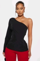 New Size Medium FASHION NOVA Ultra Goddess One Shoulder Top &bull; Black