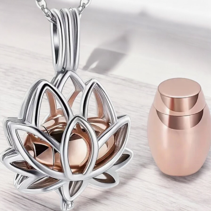New Lotus Flower Ashes Pendant Memorial Necklace