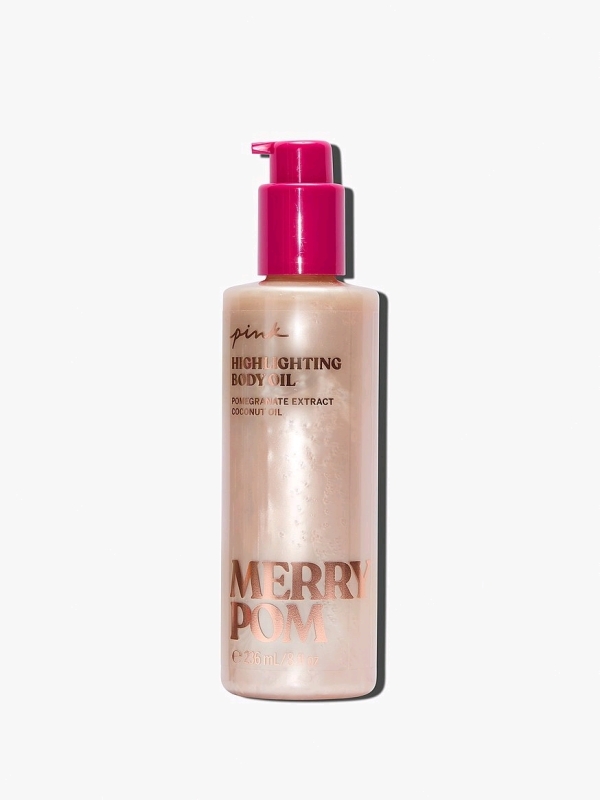 New Victoria's Secret Pink Merry Pom Highlighting Body Oil. Pomegranite Coconut Scent. 236ml.