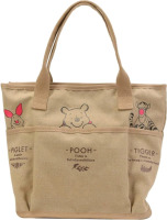 New | Winnie The Pooh Shoulder Canvas Tote Bag W/ 3 Front Pockets