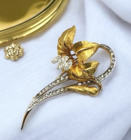 Vintage Boucher Figural Rhinestone Lilly Flower Brooch Signed