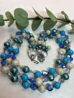 Vintage Sumptuous 3 Strand Necklace Signed