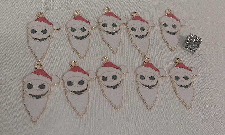 New | 10 pcs Jack Skellington Charms and 1 "P" Charm | Fits on Small Chains