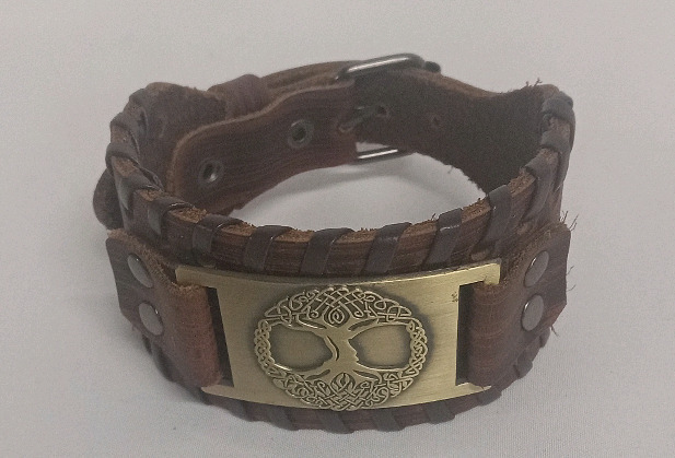 New | Faux Leather Viking/Nordic Themed Bracelet w/ Buckle | Color: Brown/Wood