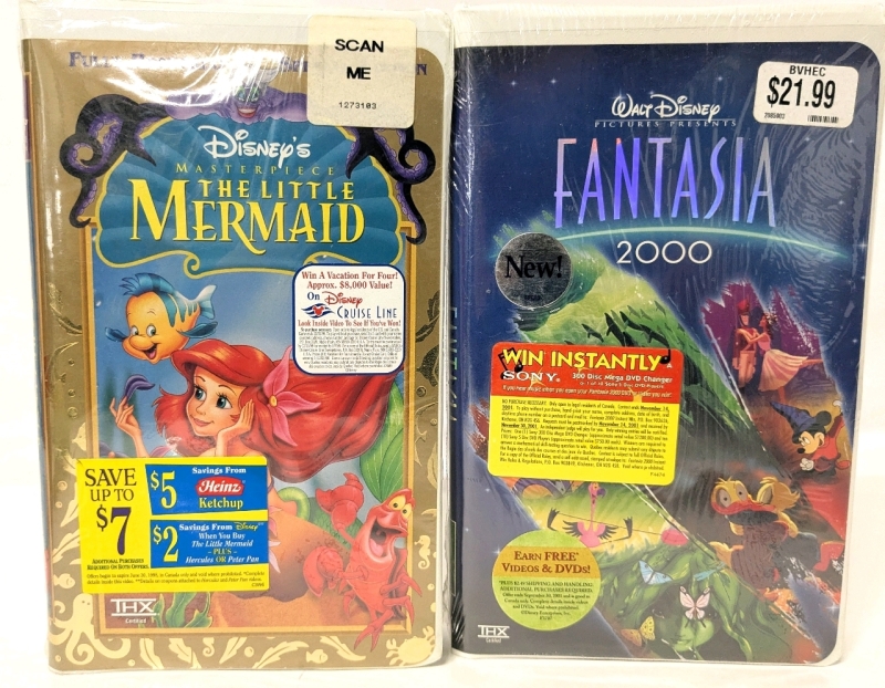 Vintage SEALED Disney VHS Tapes : The Little Mermaid & Fantasia 2000