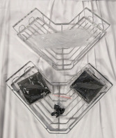 2 New Corner Shower Caddies with Adhesive Hooks. 19" from Corner to Corner.