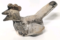 Charming Handmade Presumably Raku or Pit-Fired Ceramic Rooster Figure &bull; 6.75" Long x 3.5" Tall