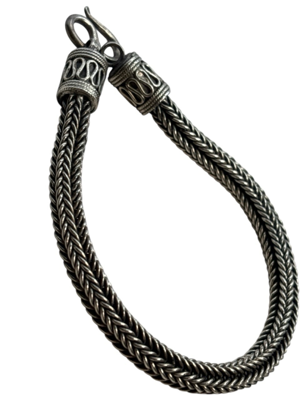 Solid 925 Sterling Silver Bali Style Wheat Foxtail Chain Bracelet