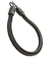 Solid 925 Sterling Silver Bali Style Wheat Foxtail Chain Bracelet