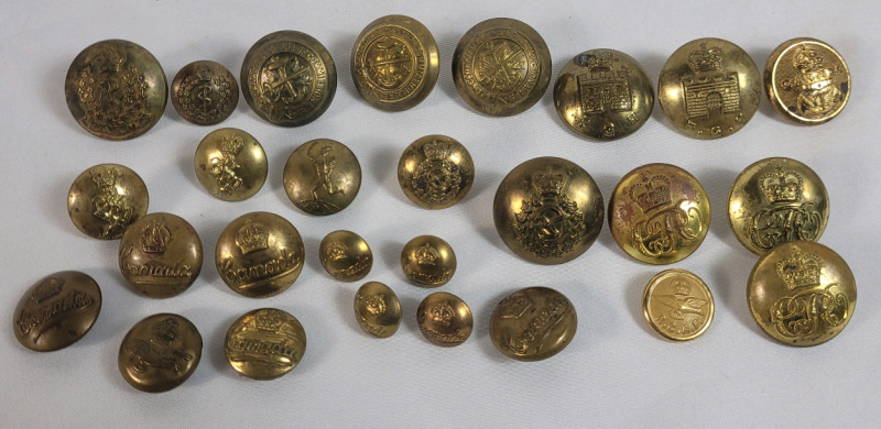 Vintage Canadian Military Uniform Buttons . Twenty Seven (27) Buttons .
