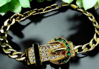 New CAMROSE & KROSS Jackeline Kennedy JBK 24K GP Emerald Buckle Bracelet Logo Box