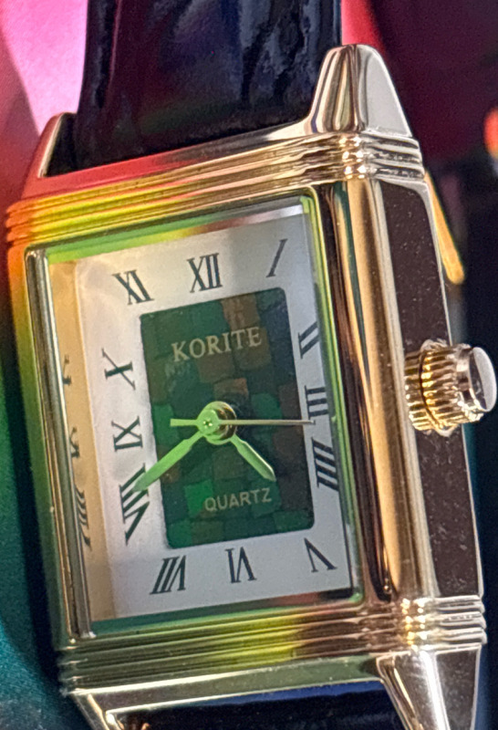 New Ammolite Mosaic KORITE Watch Logo Boxed with Key Battery