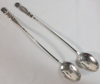 Vintage Navajo Native American Sterling Silver Spoons with Arrows and Whirling log in the bowl . Spoons measure 8 7/8" long . No Hallmarks