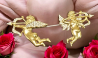 RARE Butler Cupid Crystal Rhinestone Doublet Brooch FAC Box