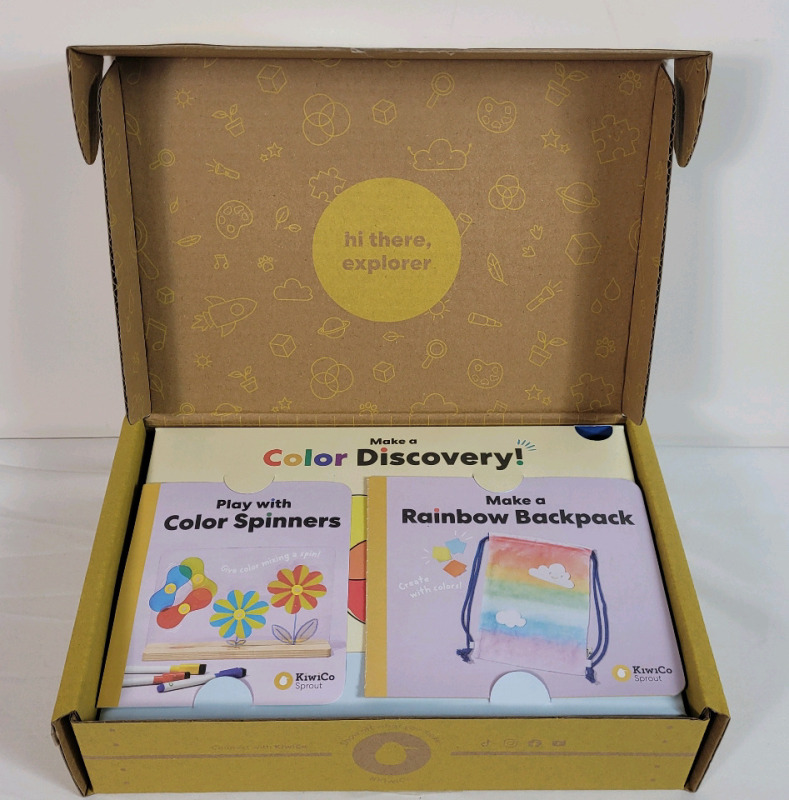 New - KiwiCo Sprout Flower Spinners & Rainbow Backpack Arts & Crafts Set .