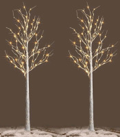 New - 2pk. 4ft. Lighted Birch Artificial Trees . Prelit White Artificial Trees for Indoor Outdoor Decor Garden Wedding Party Bedroom Decoration . Assembly Required