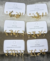 36 New Gold Tone Individual Earrings for Pierced Ears : Mix of Hoops & Studs