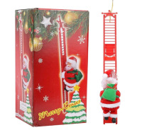 New - Electric Climbing Ladder Santa Claus Christmas Tree Decor Ornament .