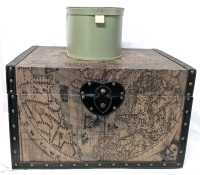 Great Large Antique-Style Map Chest Storage Box + Smaller Mailbox-Like Box | Chest 23.75" x 15.75" x 14.5" Tall