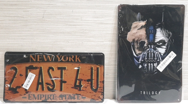 New License Plate & Batman Metal Signs - 12"x6" & 12"x8"