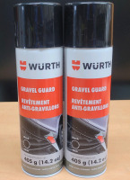 New - Two (2) Wurth Gravel Guard Flexible Textured Vehicle Undercoating Protection . 405g (14.2oz) Aerosol Cans . Black